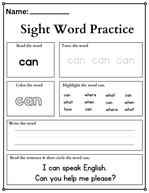 Sight word practice